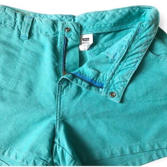 Levi’s Y2K Teal Shorts Colored Denim Jorts Short Shorts 3” Inseam Mid Rise M/8 - Picture 8 of 13